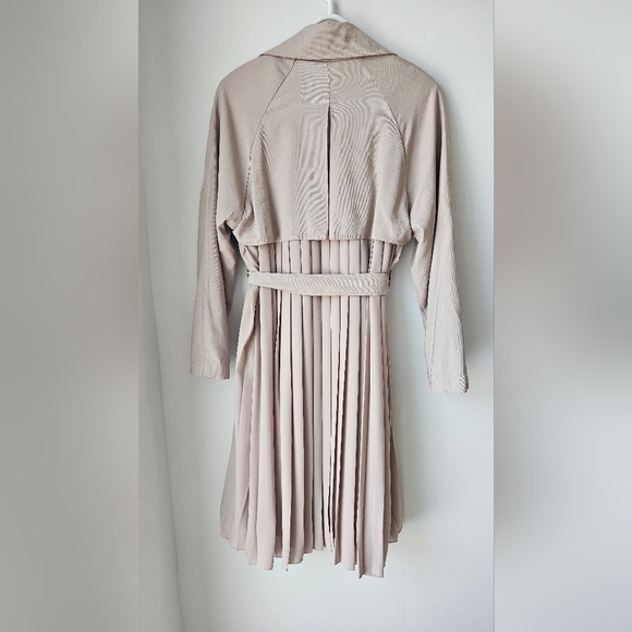 Zara Trench Coat Nude Beige Belted With Pleated Back Size S M - Picture 2 of 8